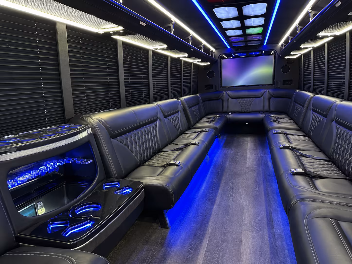 provo 20 passenger party bus inside