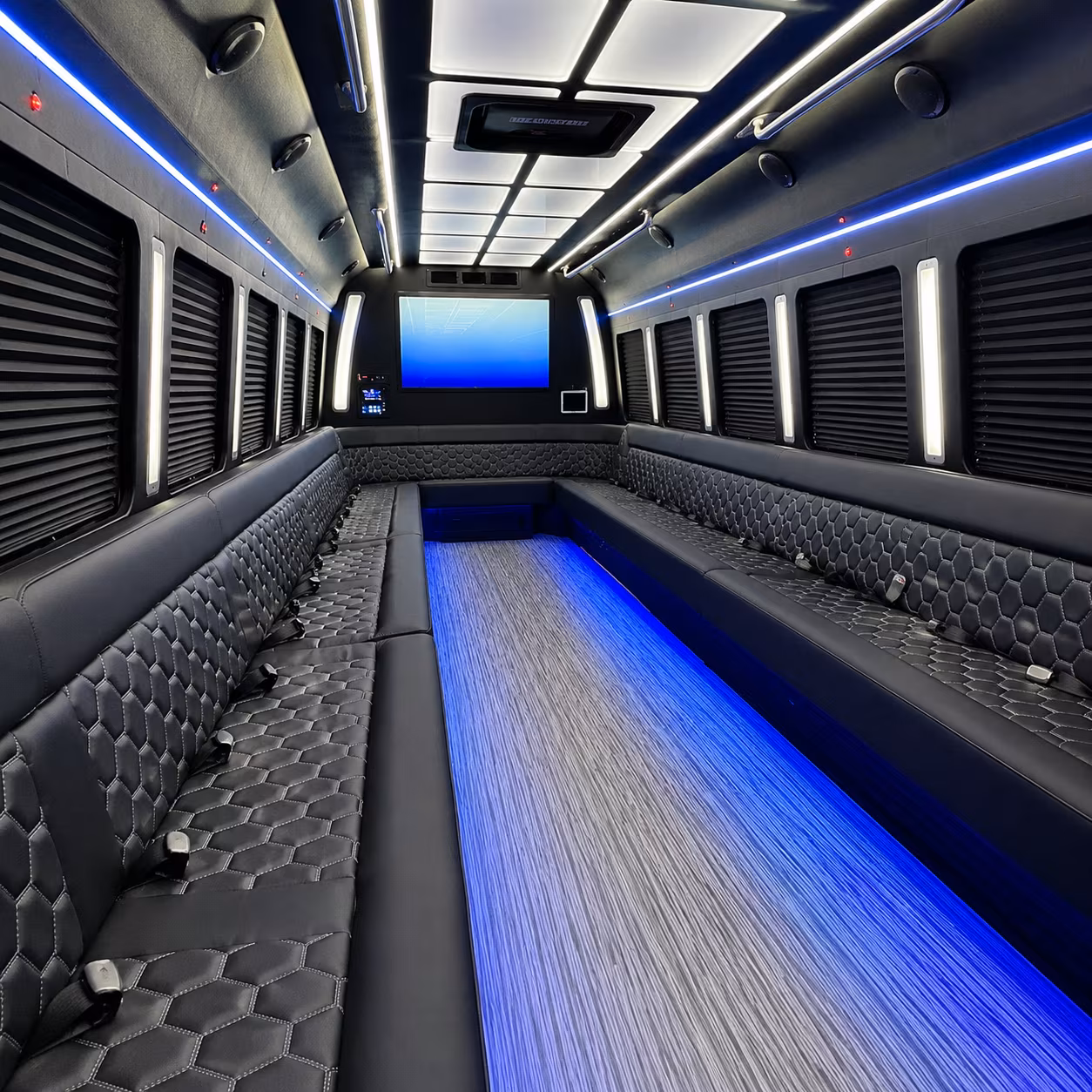 provo 50 passenger party bus inside